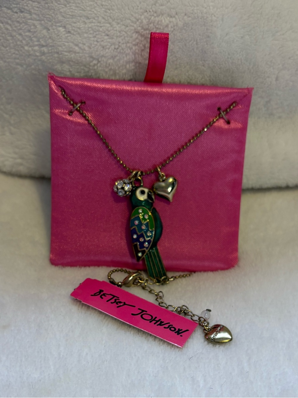 Betsey Johnson Pink Multicolor Parrot Pendant Necklace - Picture 2 of 5